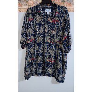 Sun Casuals XL Flowy Colorful Button Down Travel Casual Vacation Cars Shirt